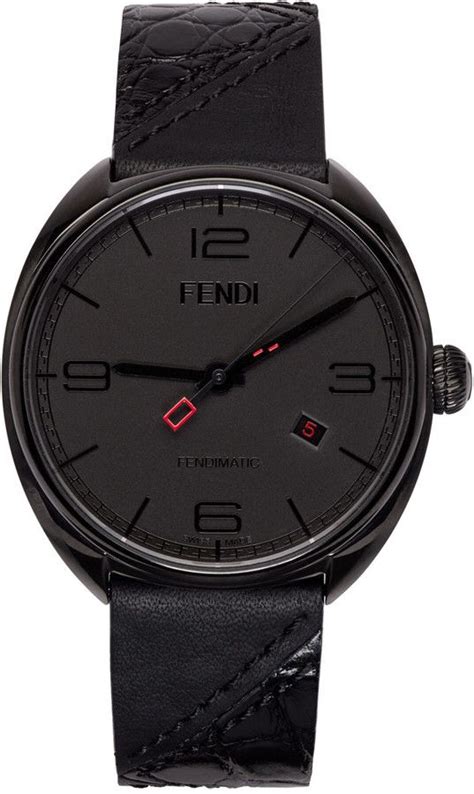 fendi black leather watch|fendi watch men's sale.